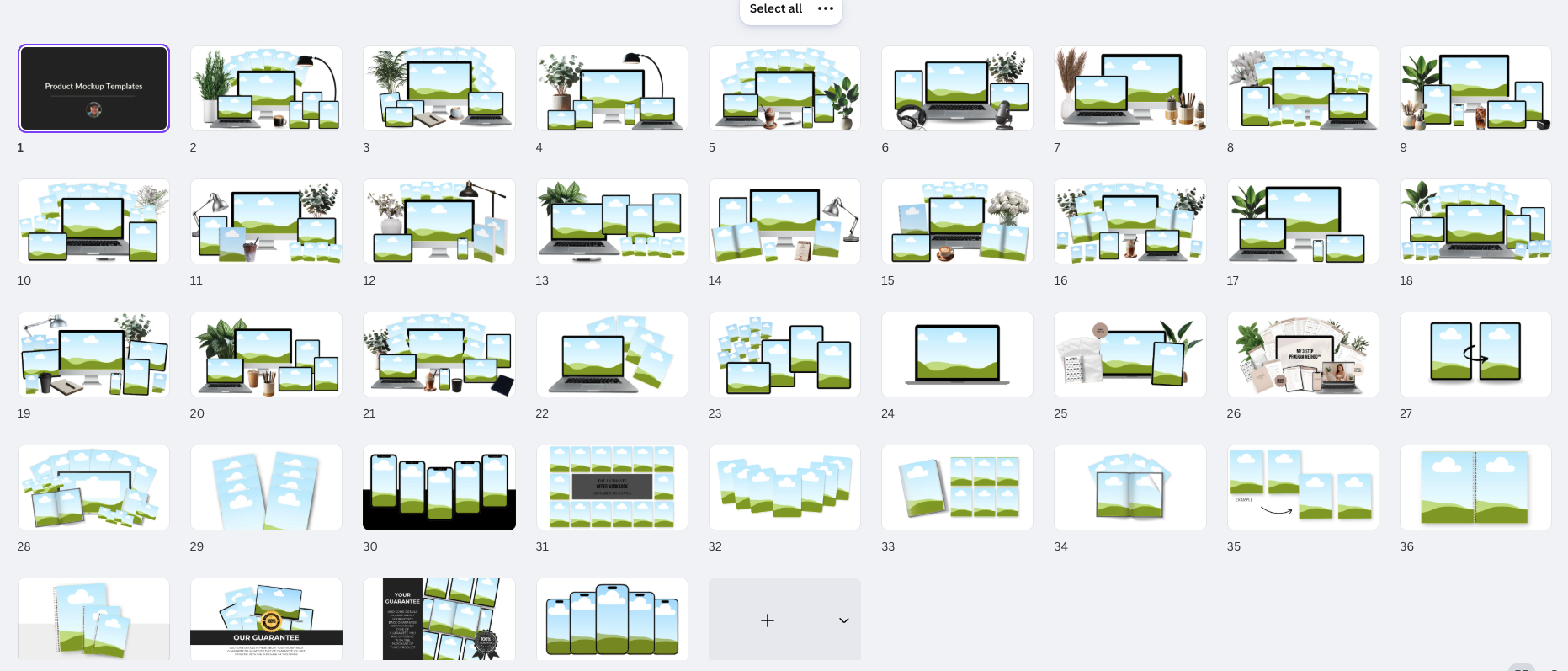 Overview of 40 Digital Product Scenes mockup templates